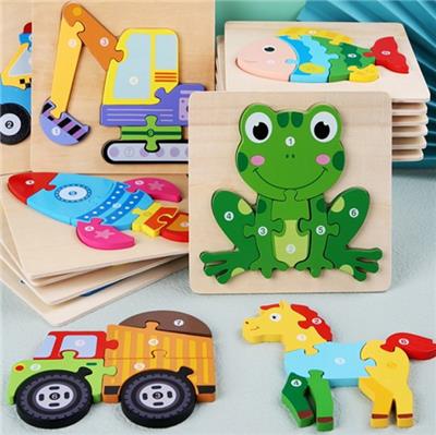 木制16款动物交通拼图 - OBL926894