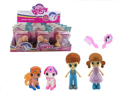 搪胶娃娃+小马2色混装配梳镜展示盒12PCS - OBL929381