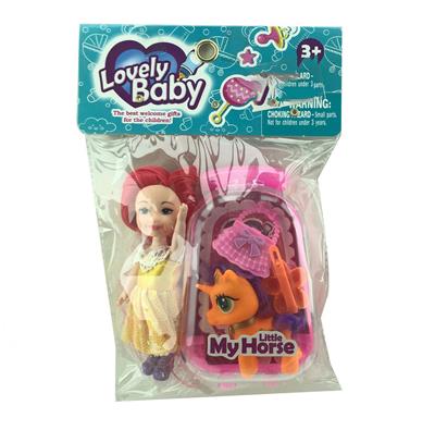 新款搪胶宝马小拉箱套装带6寸娃娃发夹 包包 - OBL929423