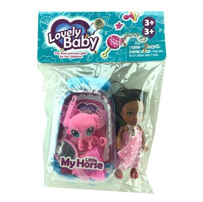 新款搪胶小拉箱套装带6寸娃娃包梳镜子 - OBL929431