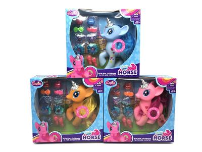 高档搪胶钻石独角马马宝丽带灯光音乐带发夹配件 - OBL929448