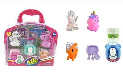 搪胶独角兽配饮水机手提箱多款混装配水盆 - OBL929467