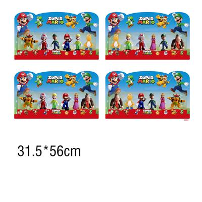4.5寸超级玛丽奥6只公仔+1只底座6只卡装（4款）带七彩灯     其中2只带灯、2只带底座 - OBL937887