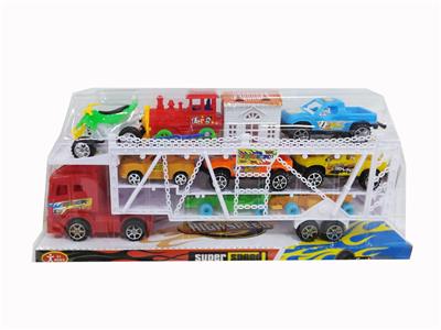 惯性三层车载8只车仔+模
型屋 - OBL939658