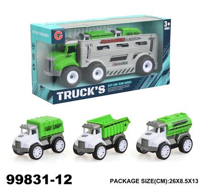 惯性环卫车载2只回力车 - OBL940312