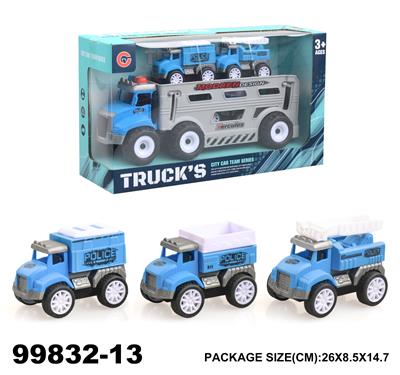 惯性警车载3只回力车子 - OBL940332