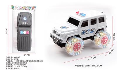 1：18惯性奔驰大G警车加前灯加四轮七彩炫灯加AG13电池（包纽扣电池） - OBL943556