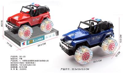 1：18吉普惯性警车加前灯加四轮七彩炫灯加AG13电池（包纽扣电池） - OBL943560