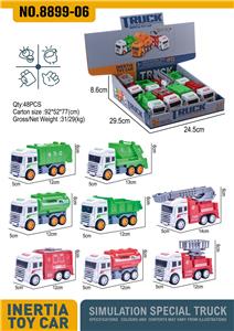 ABS卡通仿真惯性消防车、防卫车混装
(8只装) - OBL944057