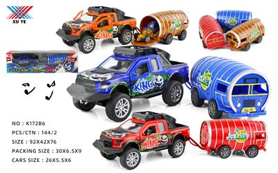 1:32合金皮卡拖房车开门回力灯光音乐（1只装） - OBL944816