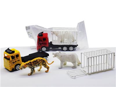 惯性双层拖头车载笼子动物 - OBL947294
