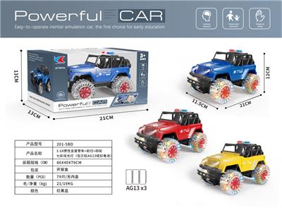 1:18惯性吉普警车+前灯+四轮七彩炫光灯 - OBL956648