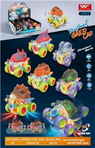 炫彩灯光透明齿轮恐龙四驱车（12只装） - OBL957729