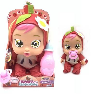 （苹果）最新款14寸搪胶哭泣娃娃带四声音乐cry Babies-Tutti Fritti水果系列带流眼泪功能，带吸水奶瓶，带奶嘴 - OBL960245