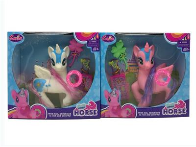 搪胶飞马马宝丽带灯光音乐带梳子带行李箱 - OBL960872