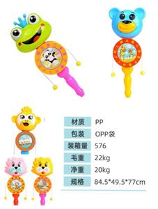 摇鼓卡通动物4款+口哨 - OBL971154