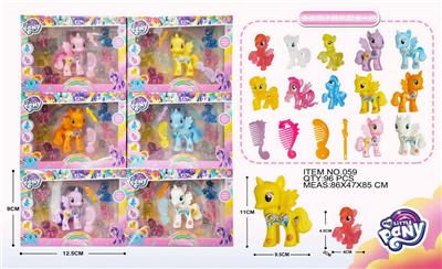 小马宝莉配6只聚氯马梳子发夹套装(6款混装) - OBL974157