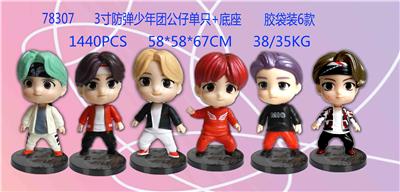 3寸防弹少年团公仔单只+底座 胶袋装6款 - OBL974335