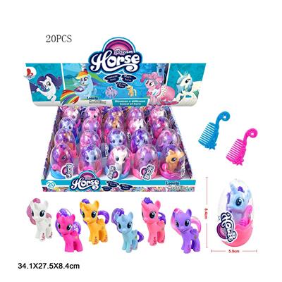 高档PVC蛋6款马宠马宝莉带马梳子6款6色混装20PSC - OBL977367