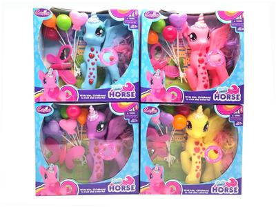 搪胶钻石独角马马宝丽带灯光音乐带气球，梳子镜子和化妆品 - OBL982151