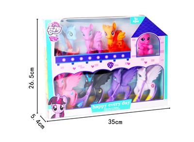 搪胶4月亮马宝莉带4只可爱搪胶马宝丽 - OBL982174