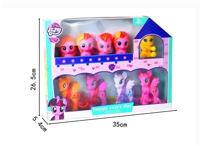 搪胶5只可爱坐搪胶马宝丽带4只搪胶可爱小马宝 - OBL982176