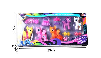 搪胶3只搪胶马宝丽带2只搪胶可爱小马宝带发夹带梳子带包包 - OBL982177