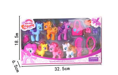 搪胶6只搪胶马宝丽带梳子带镜子带包包带发夹 - OBL982179