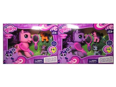 一只带灯光音乐搪胶小马3款混装带小马配件 - OBL982190