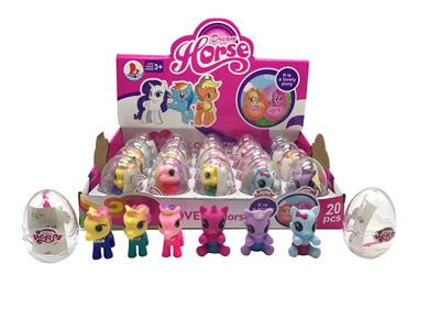 PVC环保蛋搪胶3款彩马宝丽和3款彩坐马带马贴纸6款混装20PC - OBL982236