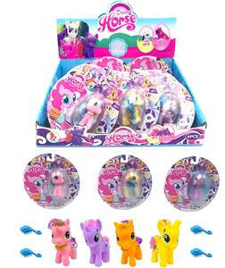 双面彩色图案吸塑搪胶马宝莉4色混装带马梳子12pc - OBL982243