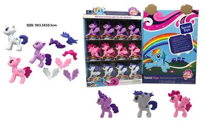 PVC盒塑料拼装马宝丽12PC混装。三款马头发翅膀都可以任意搭配 - OBL982245
