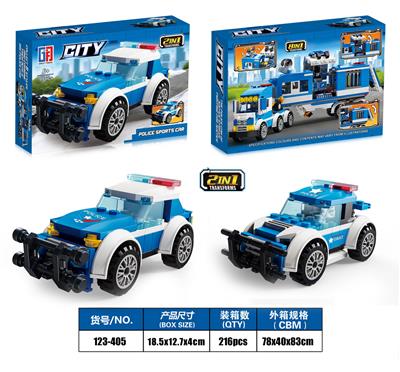 益智积木城市警察系列2变警察跑车（98PCS)     四款混装 - OBL982892