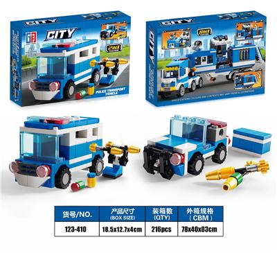 益智积木城市警察系列2变警察运输车（118PCS)     四款混装 - OBL982897