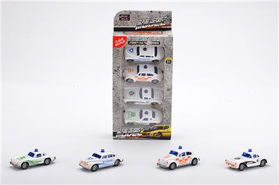 1:64 滑行 合金老爷车警车4只 - OBL983424