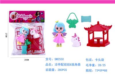 凉亭配娃娃&独角兽 - OBL985775