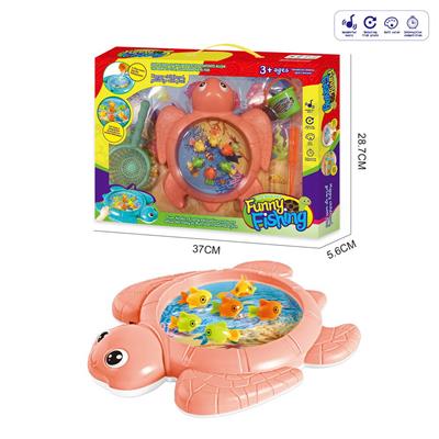 卡通乌龟电动钓鱼盘玩具（粉色） - OBL989741