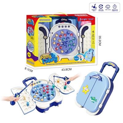 卡通拉杆箱电动钓鱼盘玩具（蓝色） - OBL989745