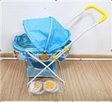 BB002198 - 婴儿遮阳手推车+储物篮 (铁)EVA轮(小鱼布）