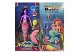 OBL10001513 - 14寸实身美人鱼芭比带灯光音乐皇冠梳子组合尾巴