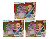 OBL10001602 - 10寸搪胶cocomelon超级宝贝带4首主题音乐和圣诞主题音乐3款不同主题人物混装带过家家套装和尿不湿带学步骑