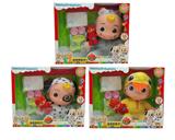 OBL10001609 - 14寸搪胶头棉身cocomelon超级宝贝带4首主题音乐和圣诞主题音乐3款不同主题人物混装塞棉小熊米奇家具和尿不湿