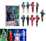 OBL10002572 - 9关节实身Karol  G明星芭比带 话筒 ，一套主题衣服 。长靴。9款混装带西文主题音乐