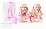 OBL10003645 - 14寸铁眼喝水撒尿娃娃带英文IC,尿裤和奶瓶
