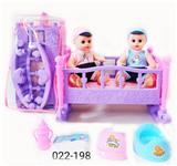 OBL10003817 - 14寸铁眼喝水撒尿娃娃带英文IC，塑料摇床，奶瓶，尿布，塑料脖围，塑料便盆
