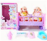 OBL10003882 - 14寸铁眼喝水撒尿娃娃带英文IC，塑料摇床，奶瓶，尿布，塑料脖围，塑料便盆