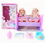 OBL10003889 - 14寸铁眼喝水撒尿娃娃带英文IC，塑料摇床，奶瓶，尿布，塑料脖围，塑料便盆