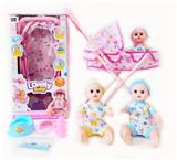 OBL10004039 - 14寸铁眼喝水撒尿娃娃带英文IC，铁推车，奶瓶，尿布，塑料脖围和塑料便盆