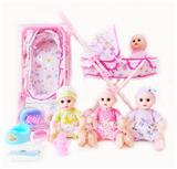 OBL10004087 - 14寸铁眼喝水撒尿娃娃带英文IC，铁推车，奶瓶，尿布，塑料脖围和塑料便盆