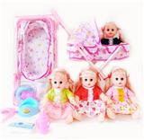 OBL10004102 - 14寸铁眼喝水撒尿娃娃带英文IC，铁推车，奶瓶，尿布，塑料脖围和塑料便盆